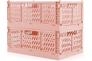 2-Pack Crates for Storage, Stackable Plastic Storage Crates, Foldable Crate for Home...