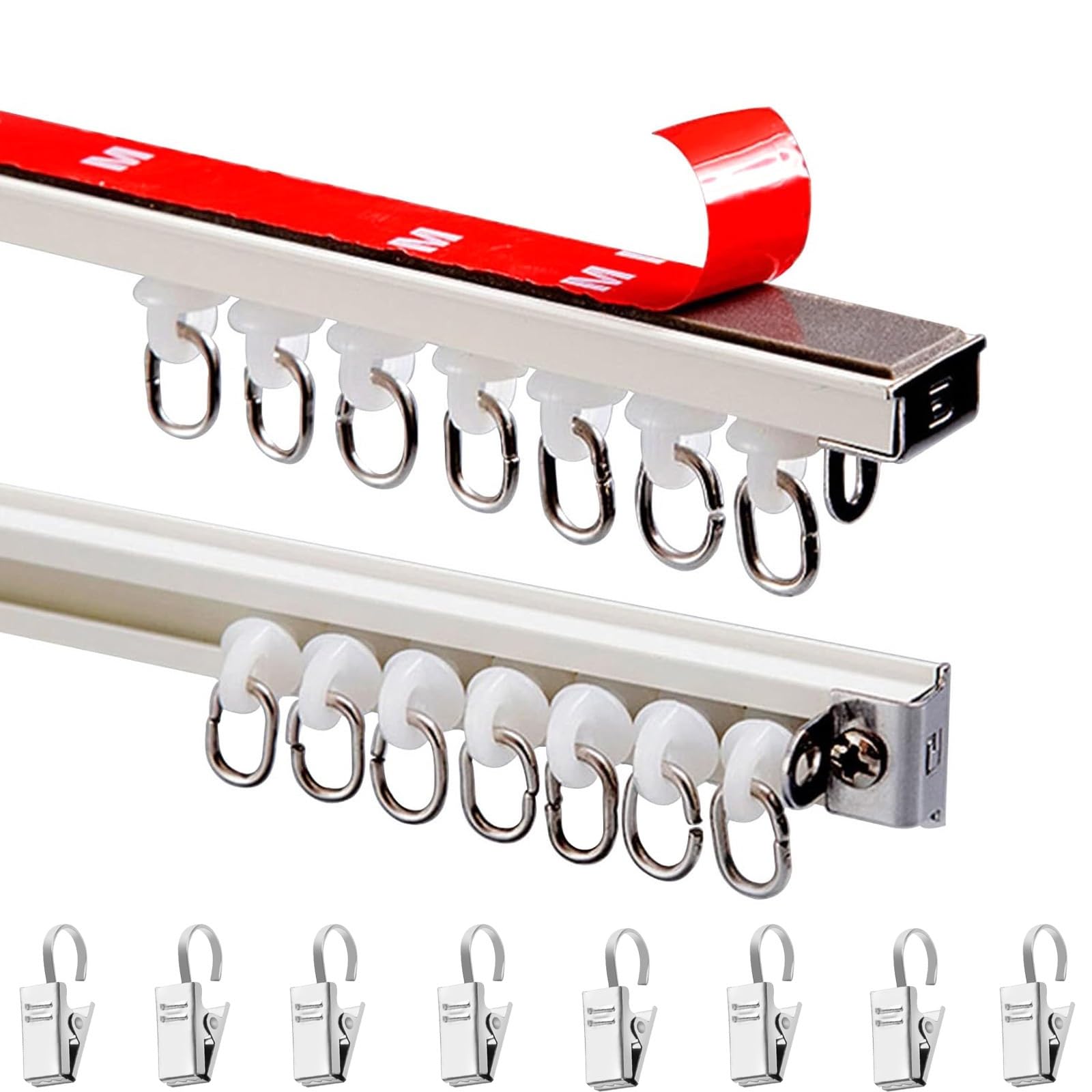 Rodillos silenciosos autoadhesivos sin taladro, 50 400 cm, ideal para duchas, separadores de habitación, color A, tamaño 4 m