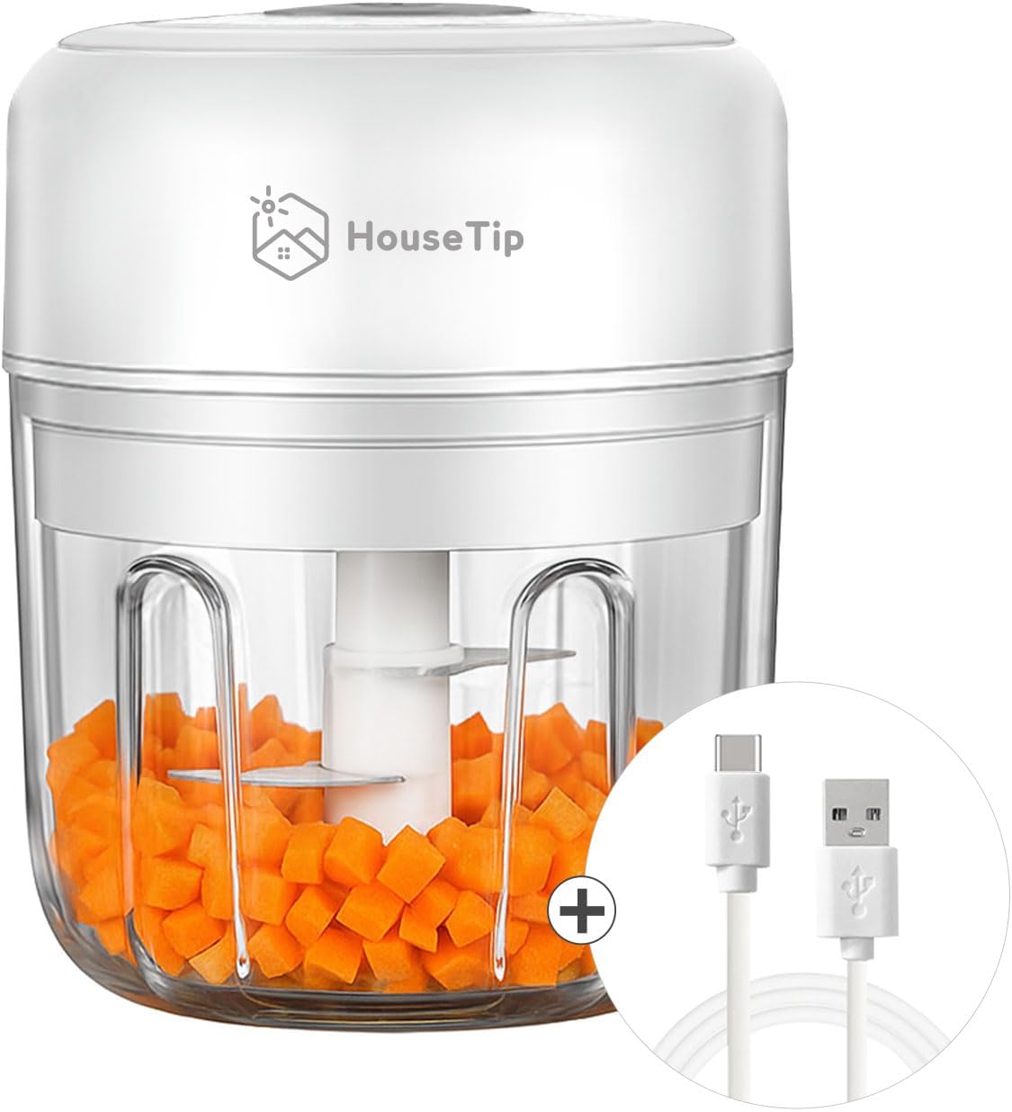 Electric Vegetable Chopper, Mini Food Processor 8.5oz(250ml) – Rechargeable, Easy to Clean & Detachable, Durable, Up to 35 Uses per Charge