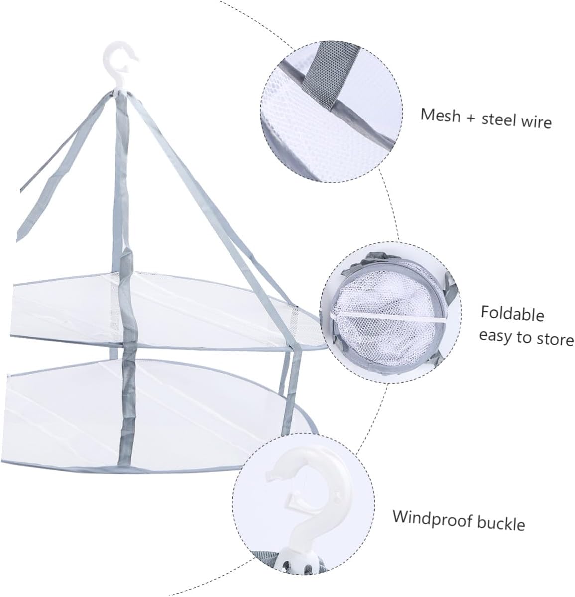 3pcs Clothes Drying Basket Set with Socks and Sweater Mesh Nets, Household Clothes Tuck Net for Indoor Balcony Laundry Storage