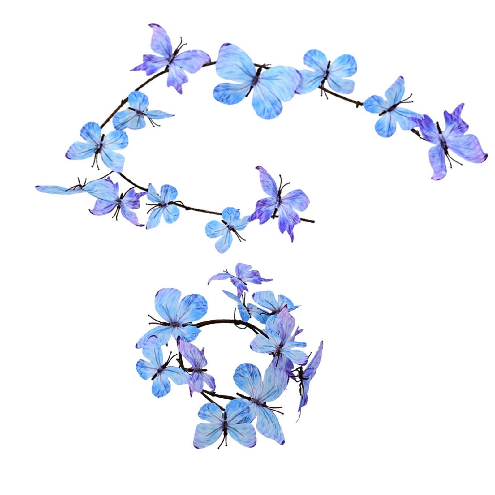 Whoasyst 2PCS Realistic Faux Silk Flower Hoop with Gradual Stems Butterflies Seasonal Wall Hangings for Holiday Celebrations Artificial Flower Wreath Decors
