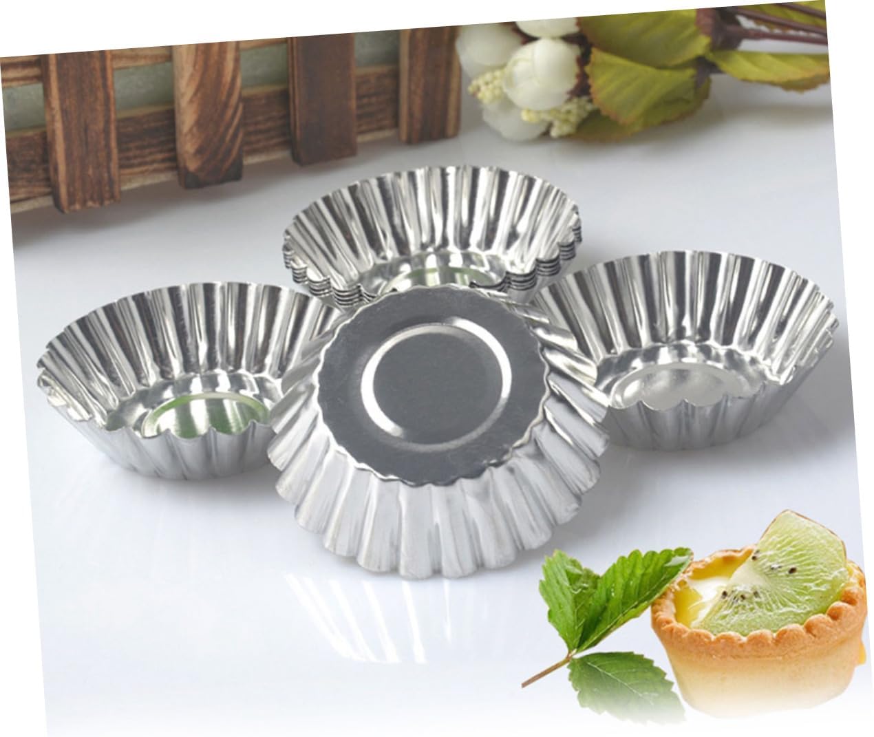 Garneck 100pcs Nonstick Tart Molds Tinplate Baking Cups for Muffins and Desserts Easy Bakeware for Pies and Tarts