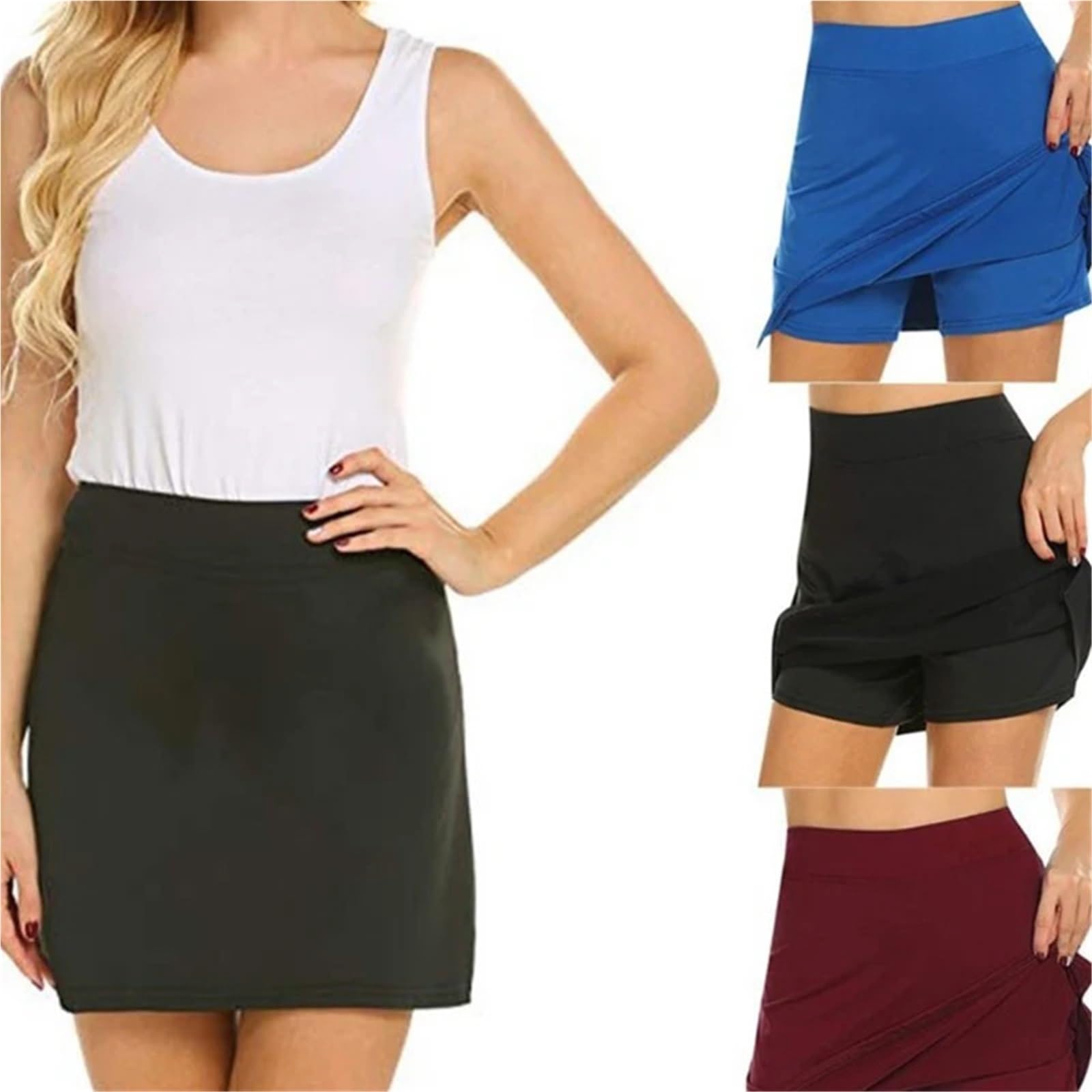 Gonne da Tennis plissettate Donna, Eleganti gonne Sportive for Esterni, Gonna Corsa a Vita Alta con Pantaloncini per Donna