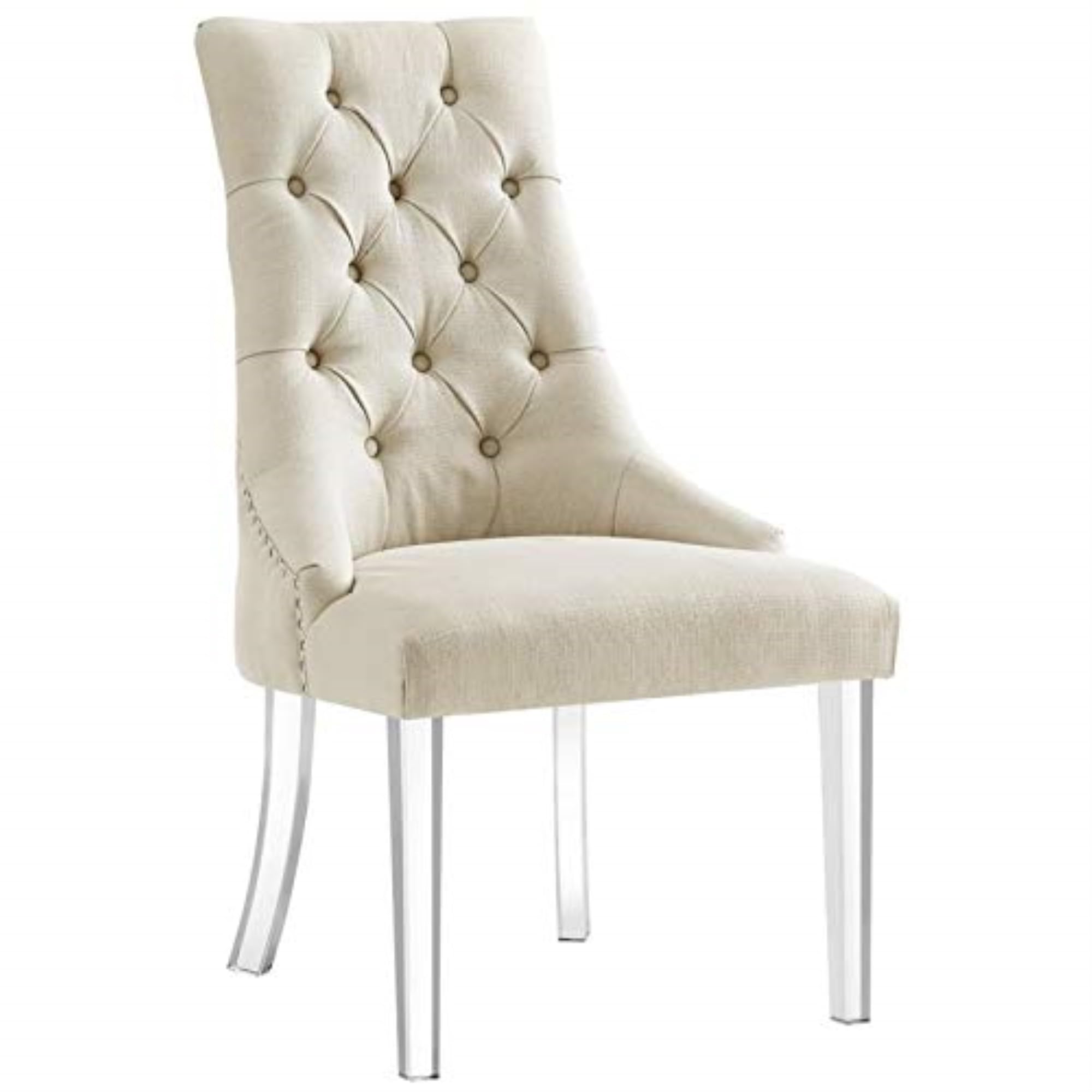 Photo 1 of (SIMILAR TO)(NO RETURNS) Posh Living Colton Linen Fabric Dining Side Chair - Cream/White (Set of 2)