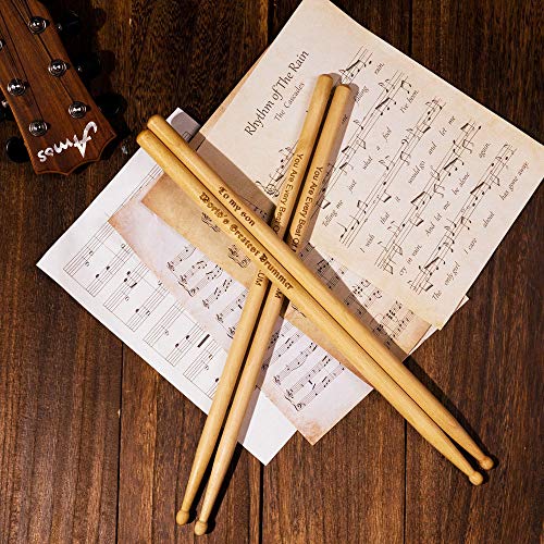 Baquetas personalizadas de madera grabadas 2 piezas 5A con texto en inglés miniatura 5