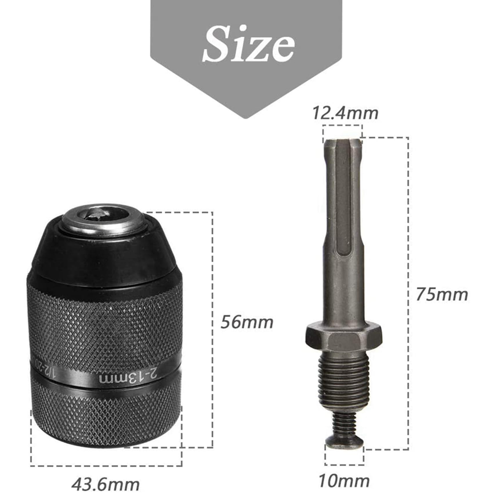 3 . bezkluczykowy uchwyt wiertarski 2-13 mm z adapterem chwytu SDS Plus, 1/2-20UNF konwerter adaptera do wiercenia udarowego