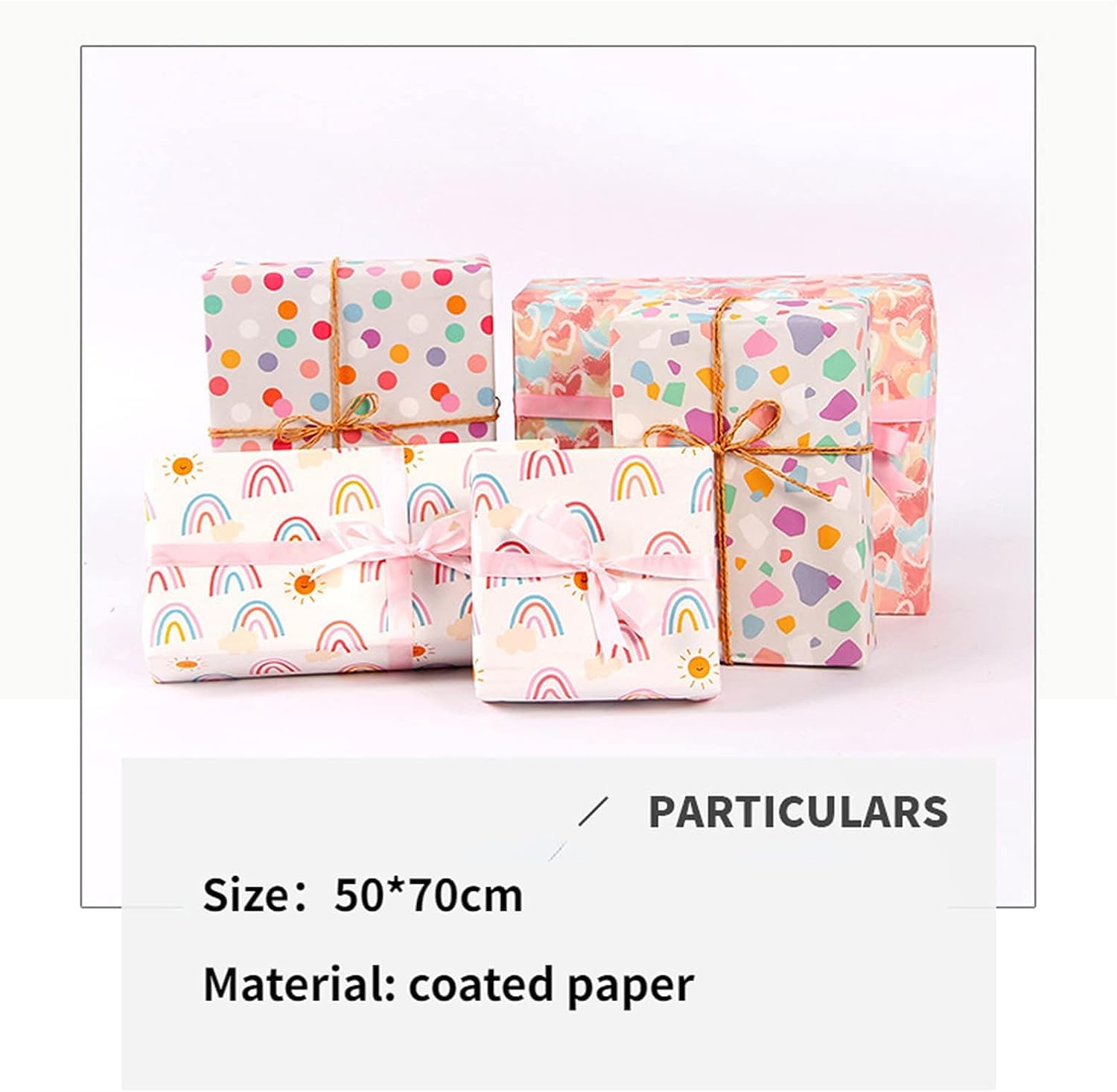 Papier Do Pakowania, Papier Świąteczny, 4 szt. Kartonowy papier do pakowania prezentów urodzinowych Rainbow Gfit Papier do pakowania prezentów urodzinowych (Color : 4)