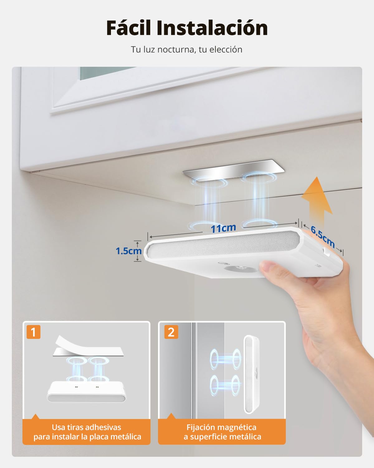 wowatt Luz LED Nocturna Sensor de Movimiento/Crepuscular Interior, 6 Piezas | Lampara Recargable Regulable Blanco Cálido/Natural/Frío, Luz Noche Pilas 3 Modos AUTO ON/OFF para Escalera, Pasillo, Armario