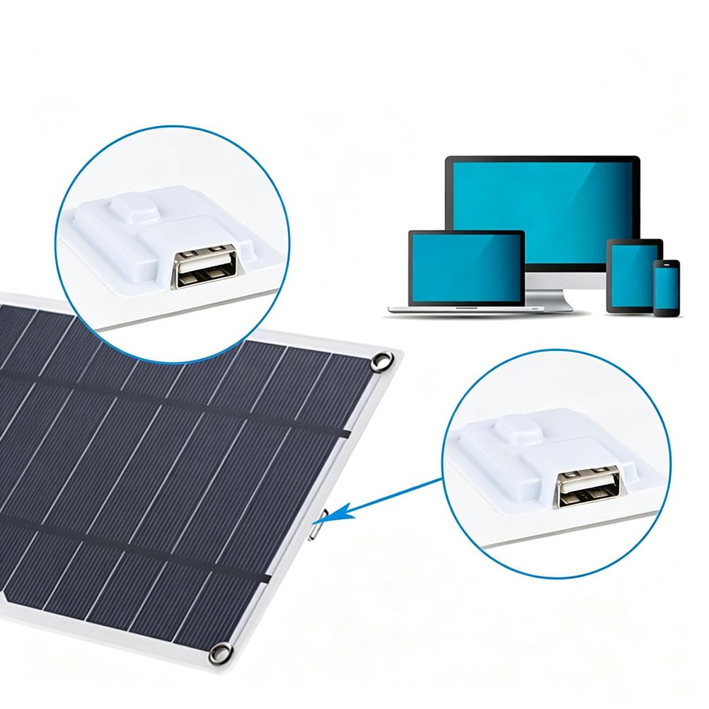 100W Przenośny panel słoneczny z ładowarką USB do telefonu na zewnątrz | Lekka jednostronna ładowarka słoneczna z karabińczykami i przyssawkami, wodoodporna IP65 do wędrówek, kempingu i podróży