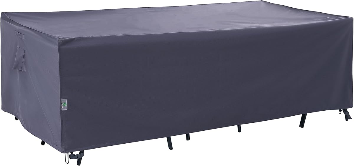 Large Patio Furniture Covers, Grey, 126"W x 83"D x 27.5"H | Rip-stop Fabric With PU Coating Outperforms PVC In Durability. Waterproof, Anti-UV, 4-season For Outdoor Furniture Sets