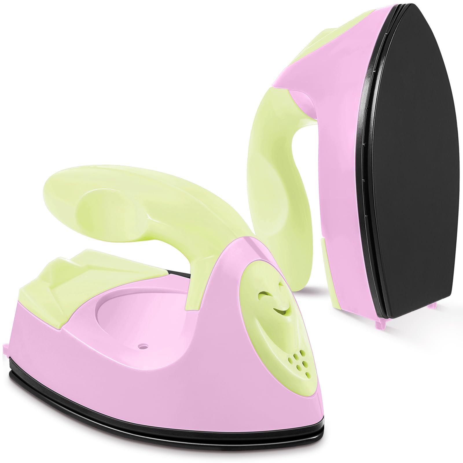 Honoson Mini Craft Iron Mini Heat Press Small Iron 3.93 x 2.36 x 2.76 Portable Tiny Flatiron with Charging Base Accessory for Fuse Bead Patch DIY Heat Transfer Vinyl (Light Yellow, Light Pink)-image-11