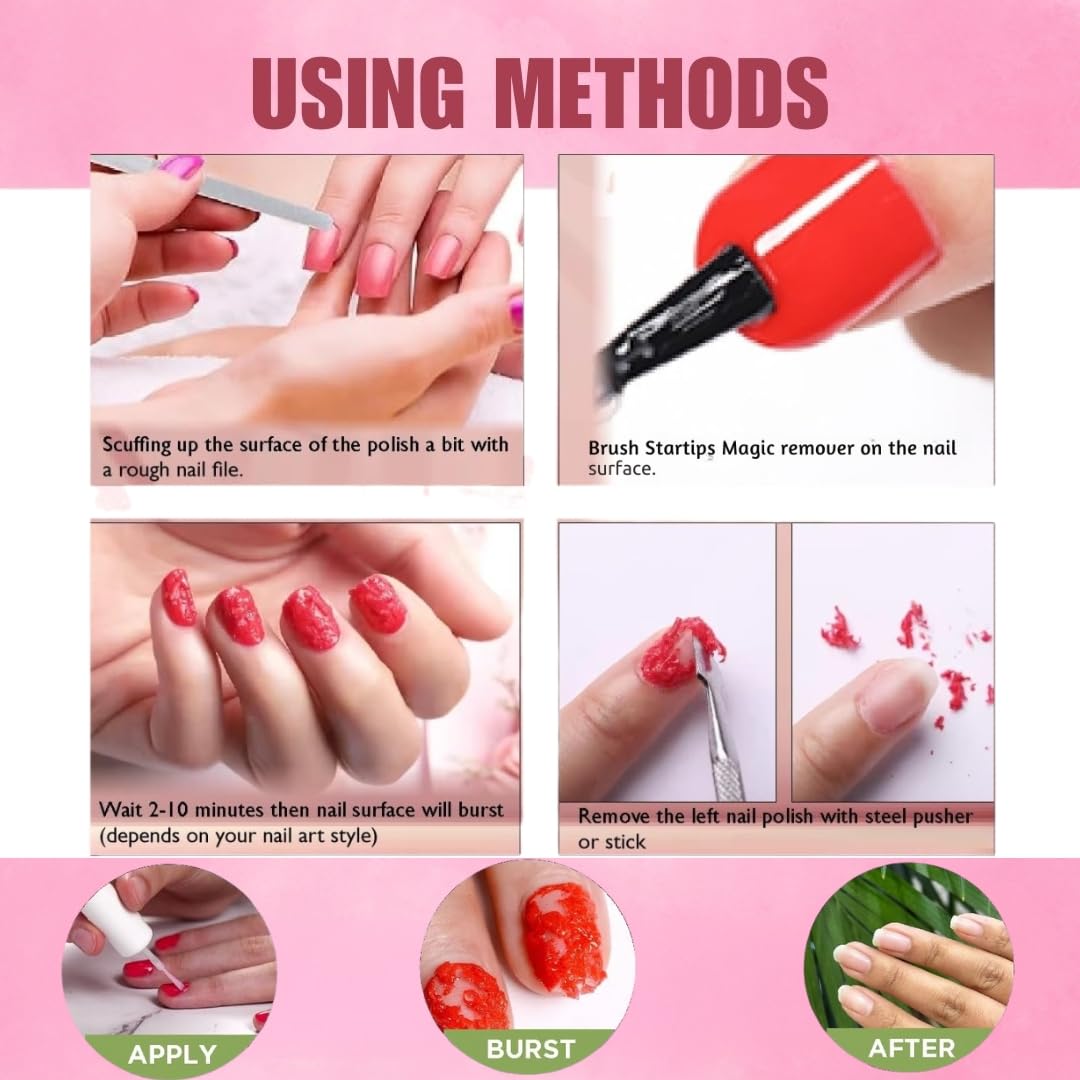 STARTIPS Gel Nail Polish Remover Kit, No Need for Foil, Quick & Easy Polish Remover In 3-5 Minutes, No Need Soaking Or Wrapping (15 ML), Nail Art Kit For Women, DIY Nails At Home, Salon Finish at home. nail polish remover liquid - Image 5 thumbnail