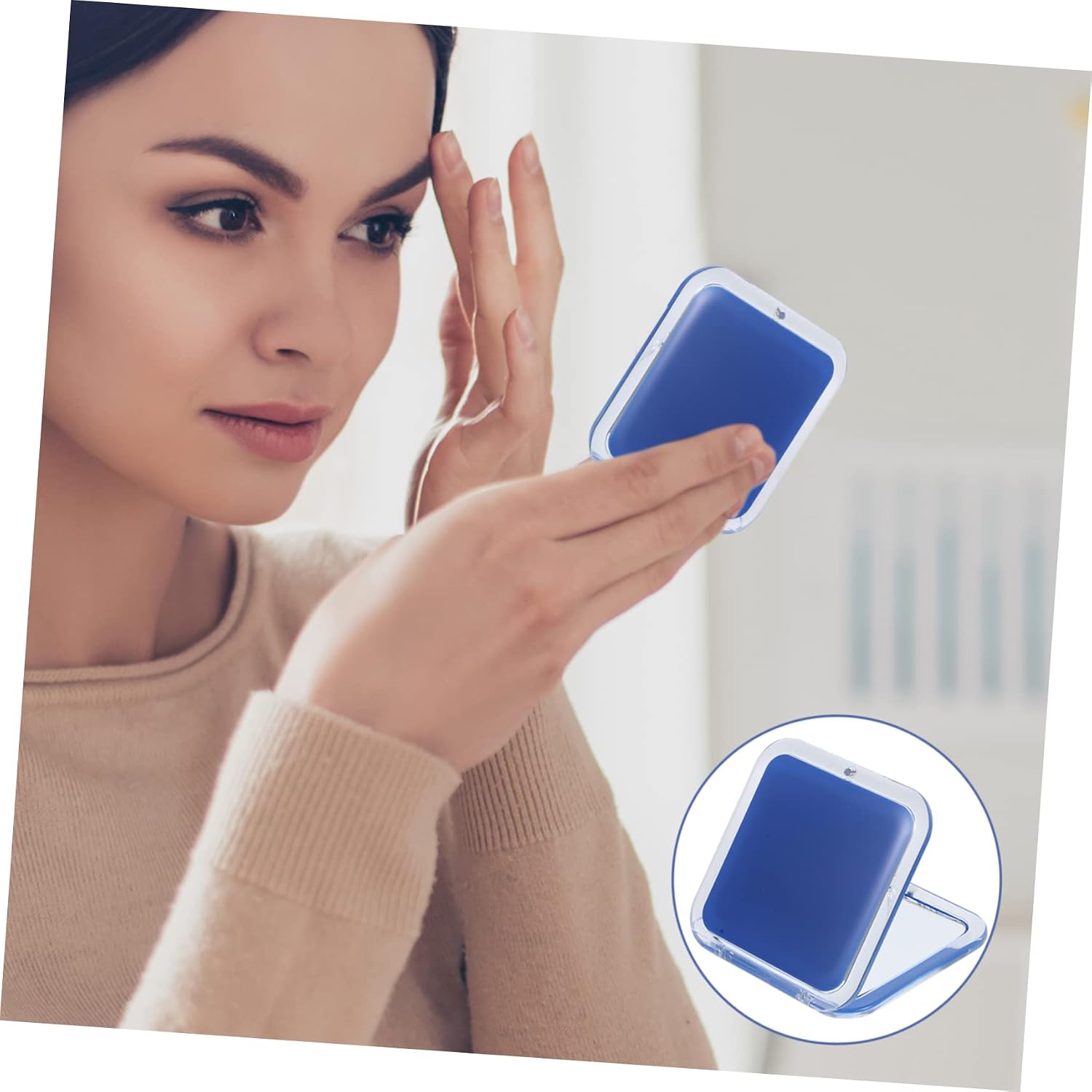 Outanaya Compact Makeup Mirror Magnification Lightweight Folding Design for Travel for -ups and Social Events Aesthetic Pocket Mirror image 3