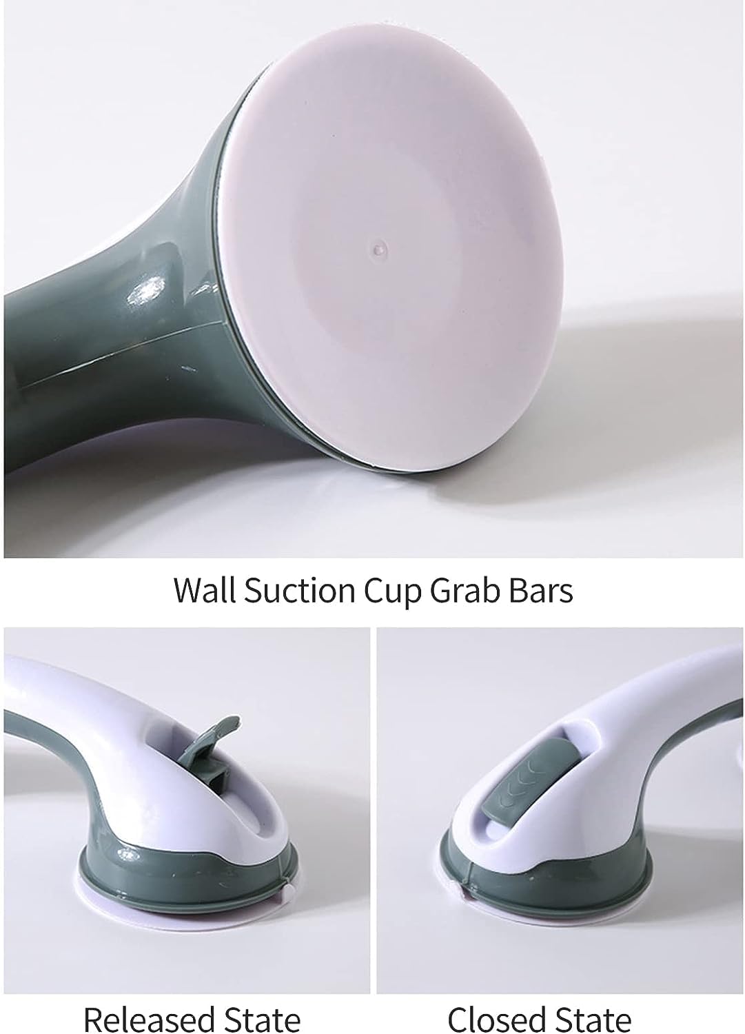 ppARK Paquete de 2 Barras de Agarre con Ventosa para Barras de Ducha, manija de Ducha para bañeras y duchas, Barra de succión, Barras de Agarre para discapacitados para baño, bañera, Inodoro