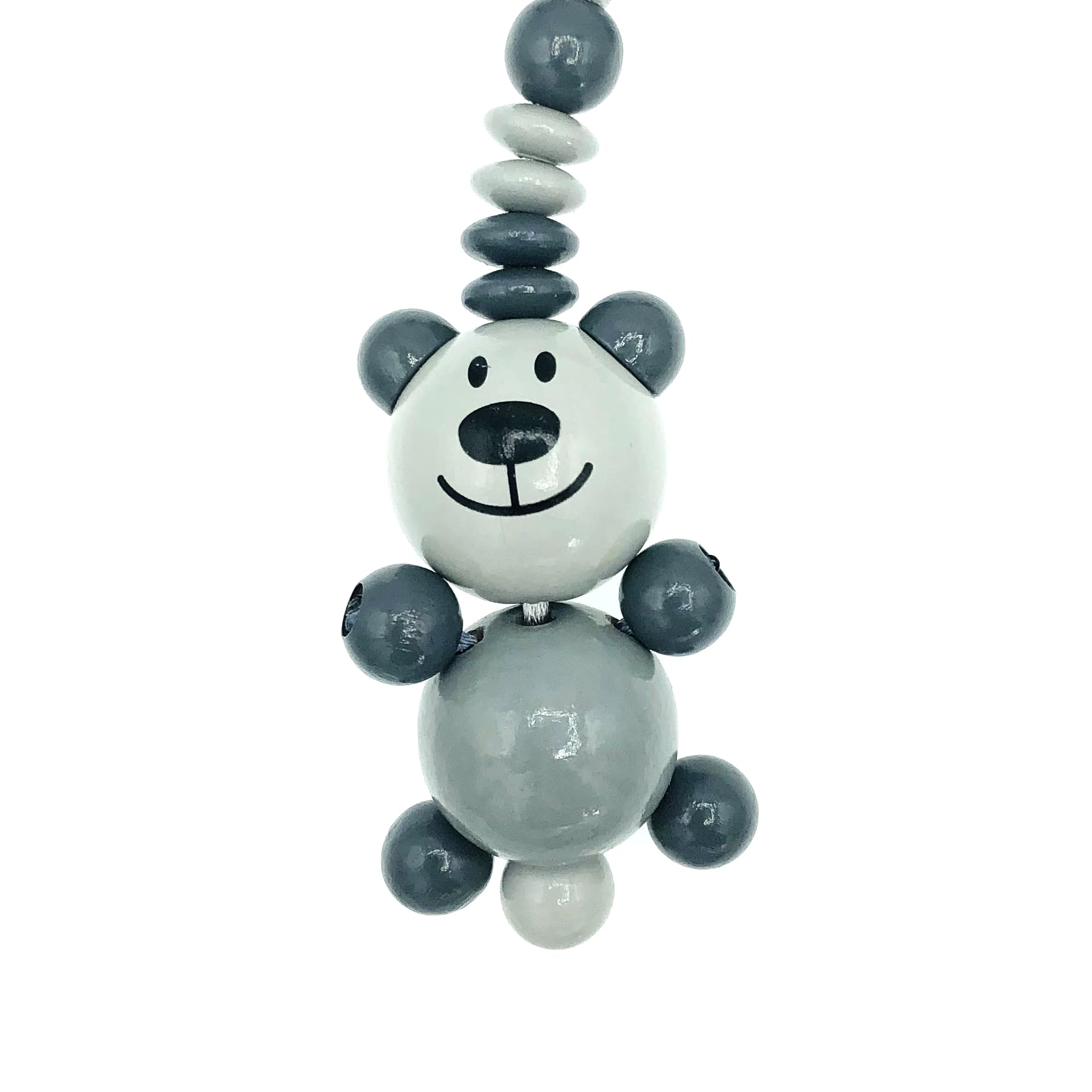 Set Nuckelkette + Kinderwagenkette mit Namen " 3D - BÄR/TEDDYBÄR " Hellgrau Grau/Baby/Unisex/Personalisiert/HANDMADE