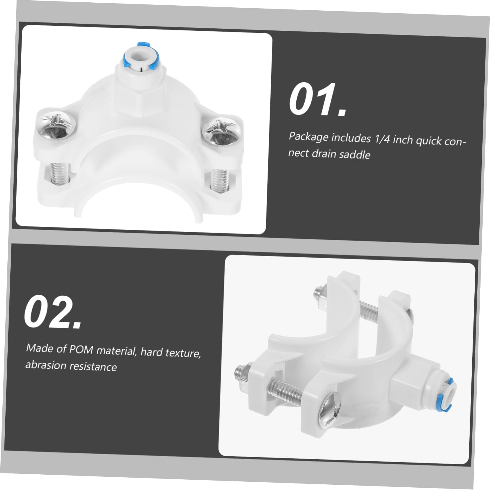 Tofficu Plastic Water Filters Clamp for Reverse Osmosis System Drain Saddle Valve Easy Installation Compatible with Standard Plumbing — view 6