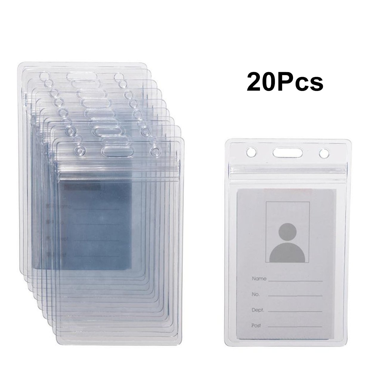 Fayre Fairy Vertical Portrait Clear ID Badge Card Holders,Plastic Pocket Pouches Size 155x97mm,Holds ID Card Size 130x95mm(20-Pack)