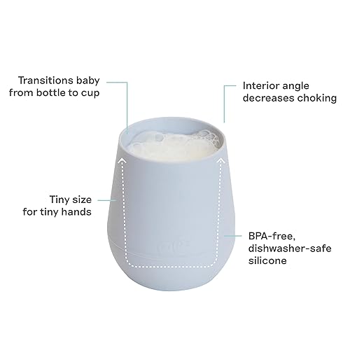Miniatura 3 de ezpz Tiny Cup (Pewter) - Más de 4 meses - Taza de entrenamiento 100% silicona para bebés - Diseñada por un especialista en alimentación pediátrica -