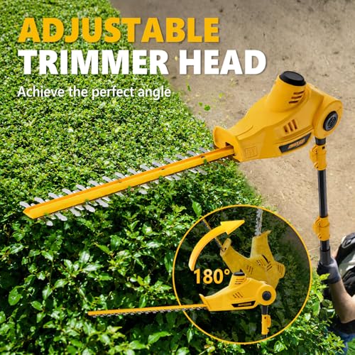 Image of Alloyman 20V MAX Pole Hedge Trimmer,Telescoping Pole Hedge Trimmer,with 2 Packs 4.0Ah Batteries & Charger,8 Feet Hedge Trimmer for Shrubs Pruning