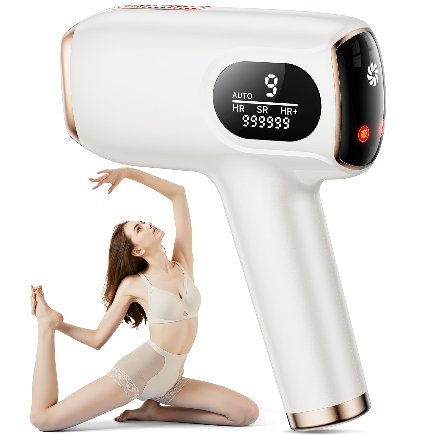 脱毛器 VIO対応 髭 家庭用 顔/全身/Vライン 男女兼用 99万発耐久 9段階調節 white