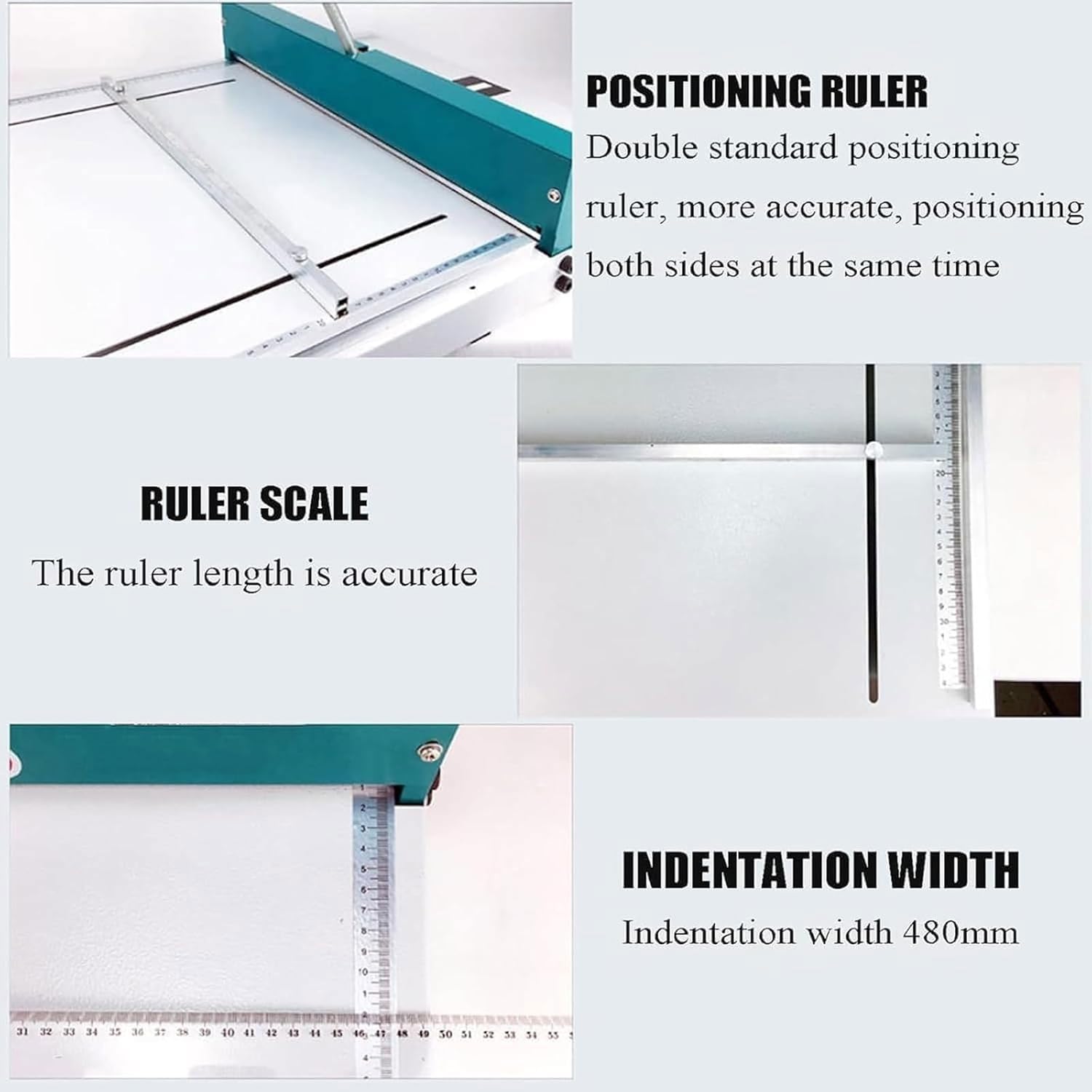 Machine à froisser manuelle très résistante 480 mm, profondeur 0,8 mm, avec règle de positionnement et échelle précise pour un usage domestique et commercial