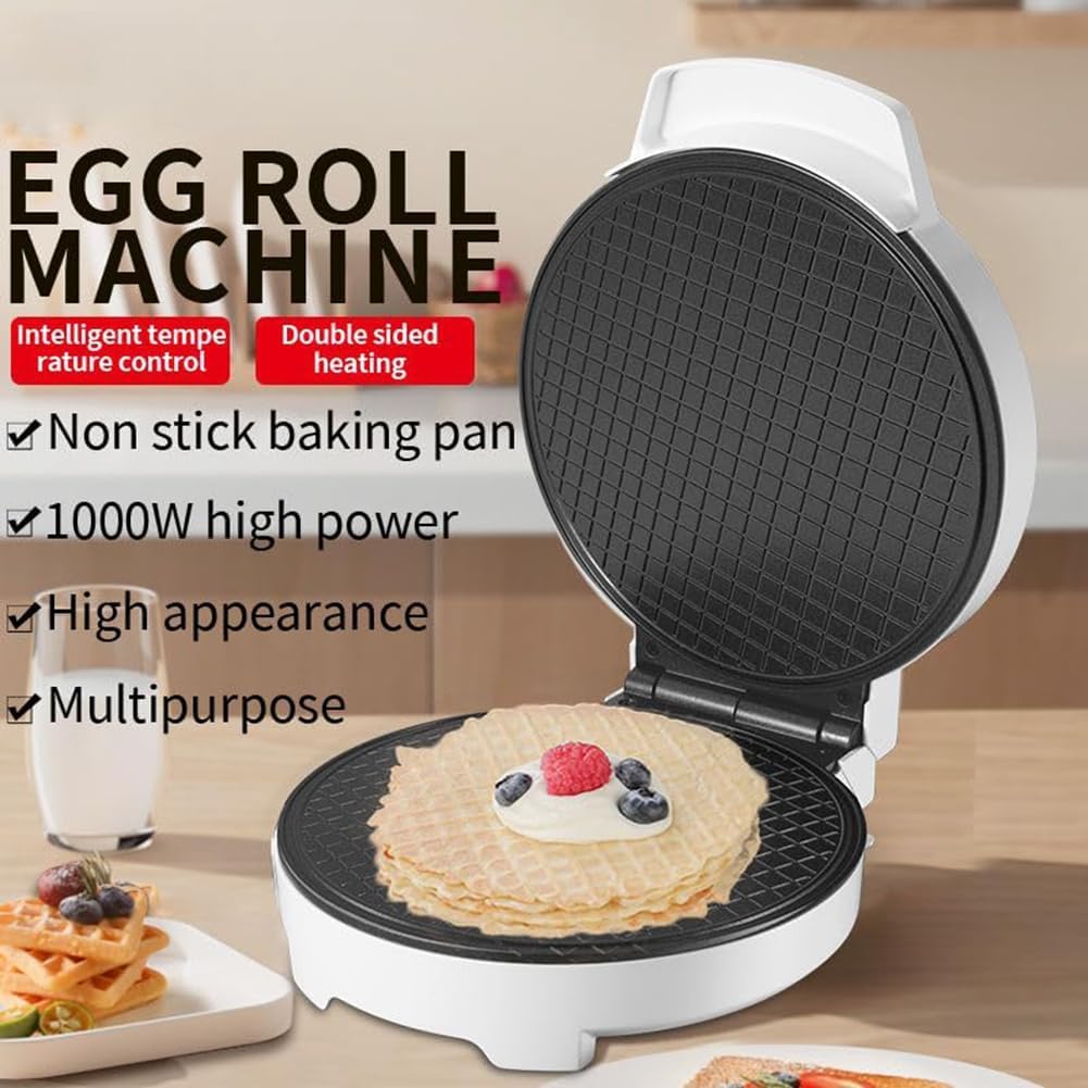 Maker di Cono di Waffle Elettrico - Riscaldamento a Doppia Faccia, 1000W, stampi antiaderenti in Acciaio Inossidabile da 7,5" - per Coni di Gelato, Dessert, panetteria Commerciale/casa