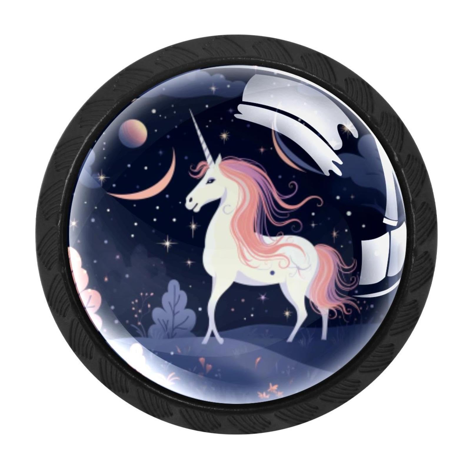 Chenzzzz Multicolored 17 4 Pack Cabinet Handles Black Starry Unicorn Cabinet Knobs Draw