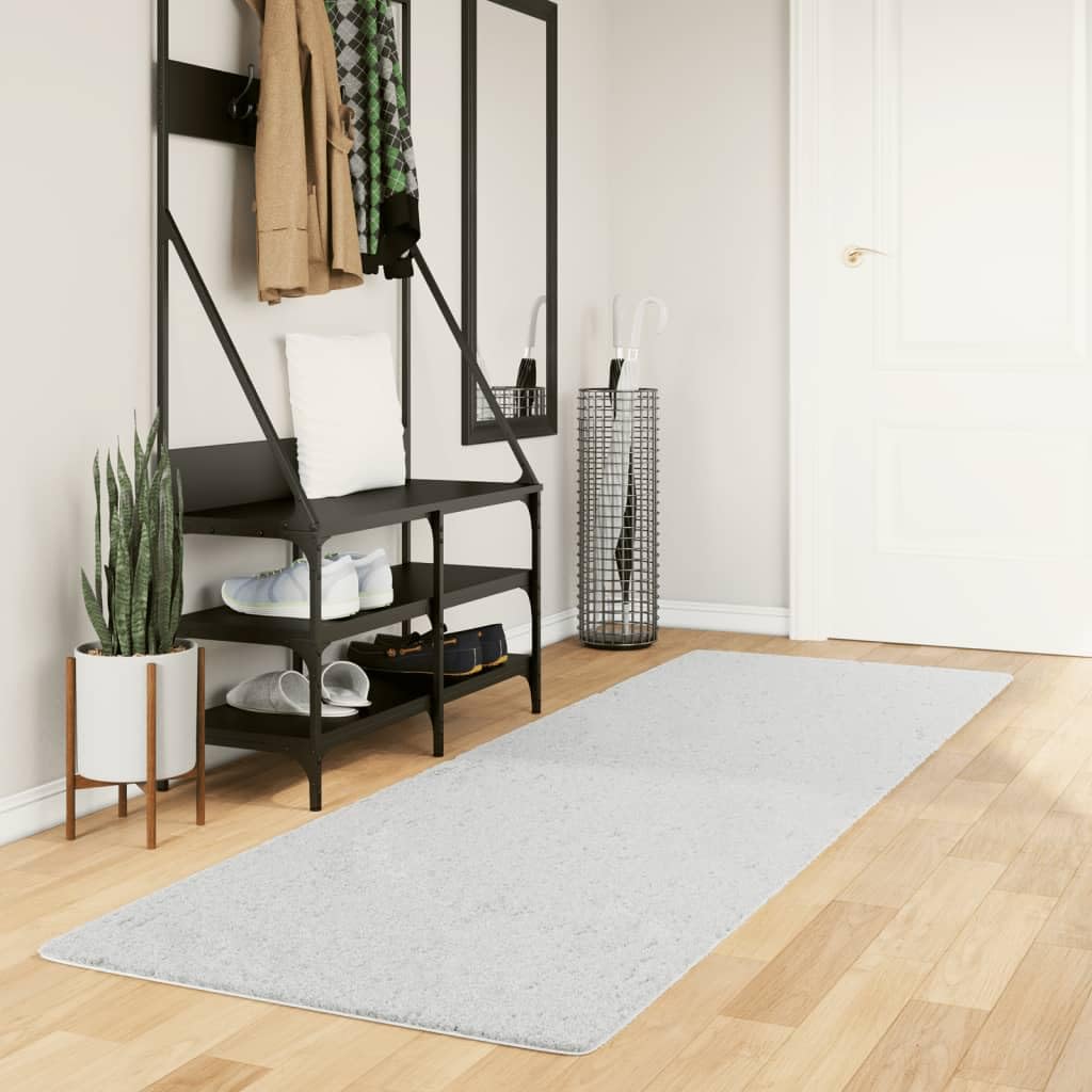 Tapis à poils courts gris anti-poussière Oviedo 80x250 cm pour un entretien rapide