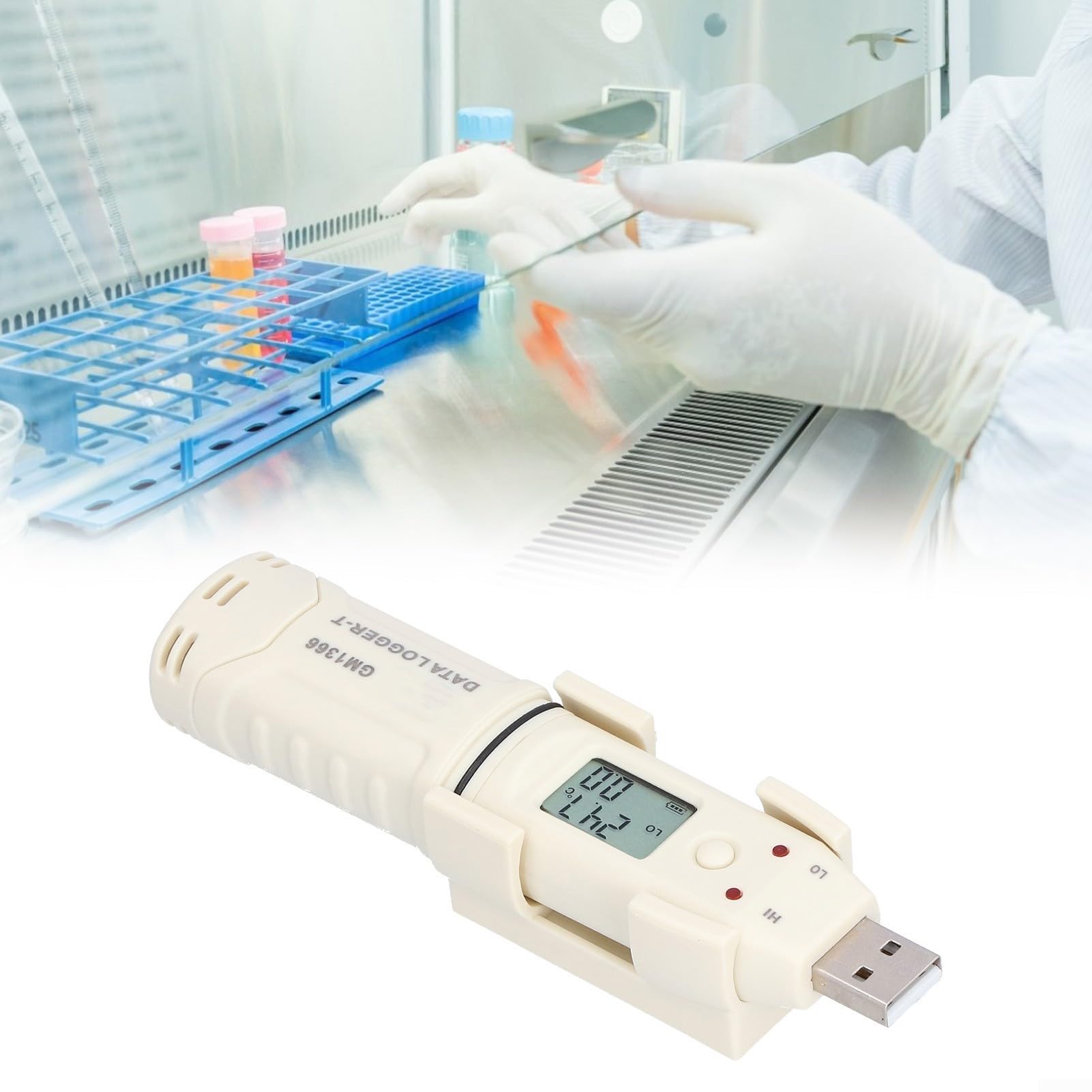 Registrador de datos para temperatura y humedad GM1366/GM1365, termómetro USB con función de alarma, -30 a 80 °C, para cadena de frío, agricultura y almacenamiento (GM1365)