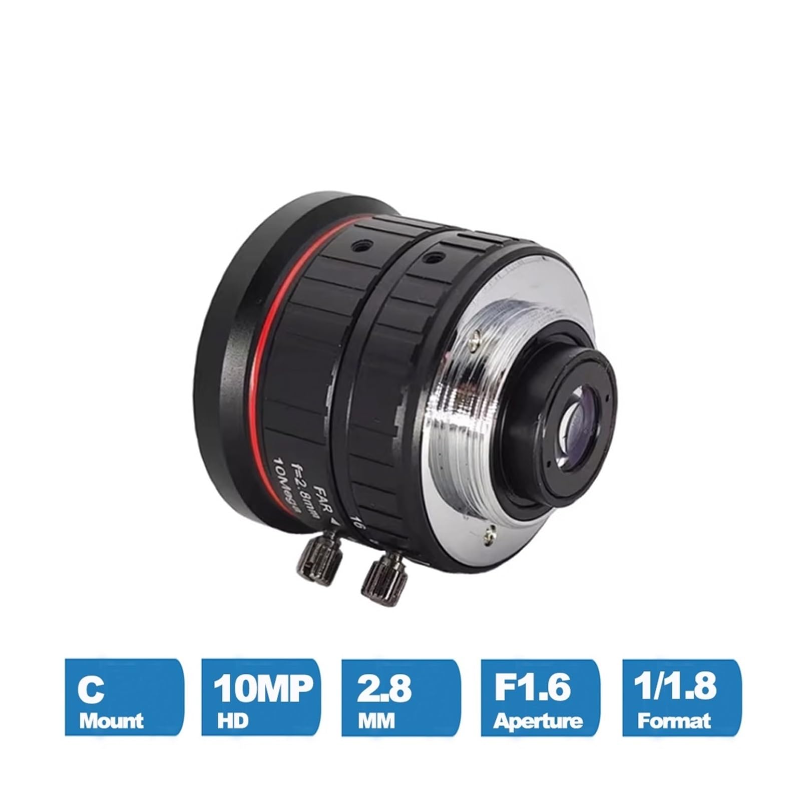 Obiektyw CCTV HD 4K C 10 megapikseli 2,8 mm szeroki kąt przysłony F1.6 Format 1/4.6 cm ręczna irys do kamer IP