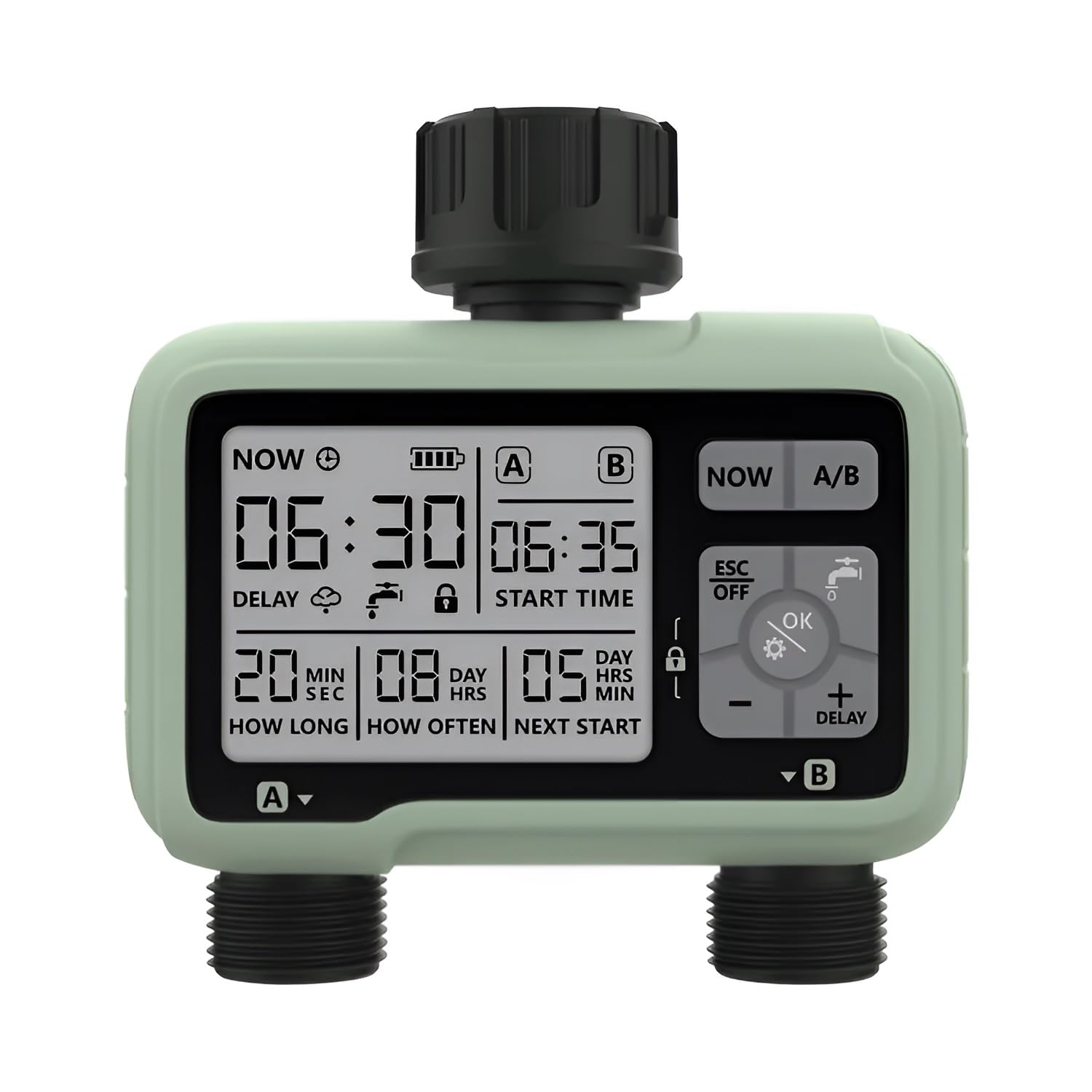 XPR3SS Garden Automatic Irrigation Water Timer with Dual Outlet Digital ...