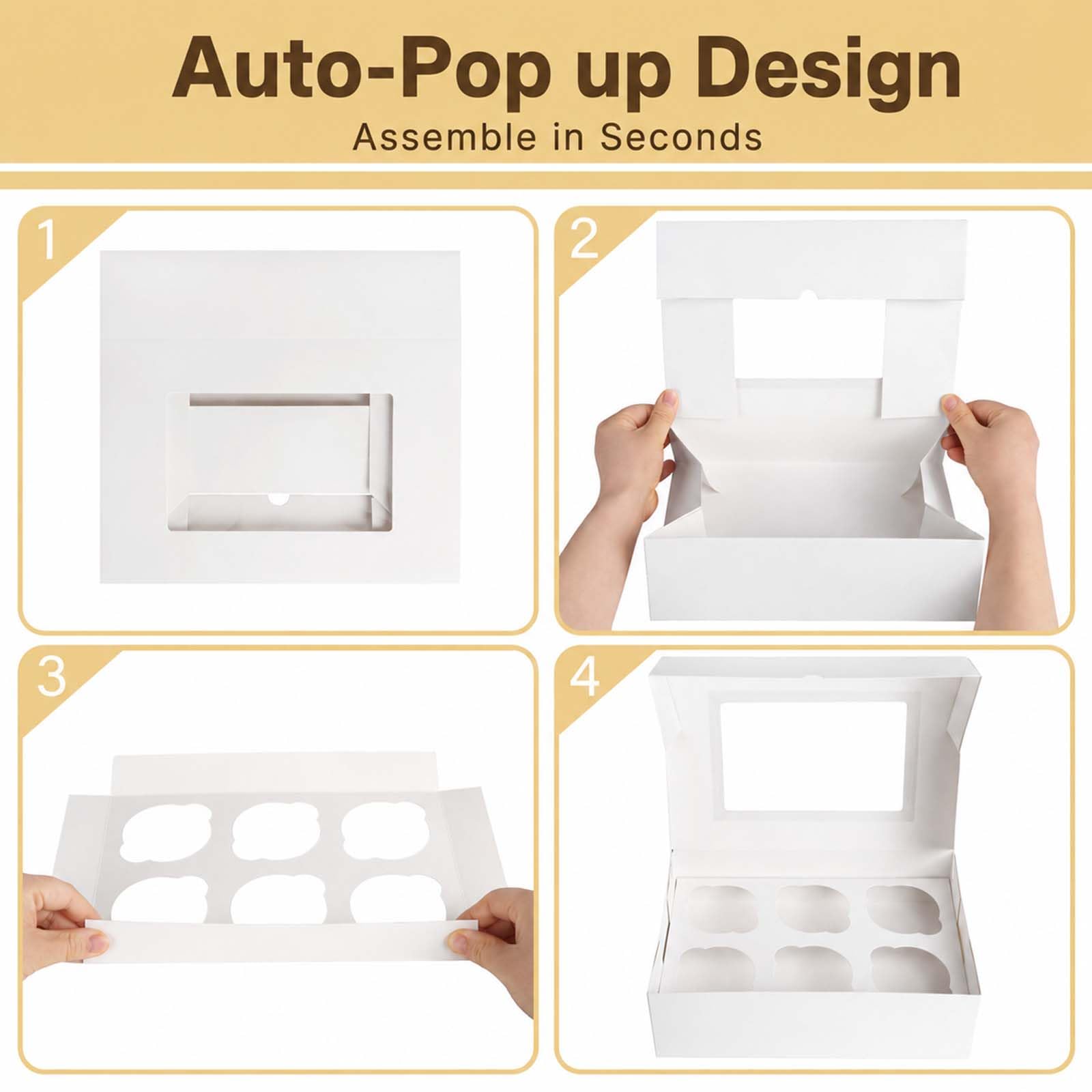 LotFancy Cupcake Boxes - 12 Sets with Window -3