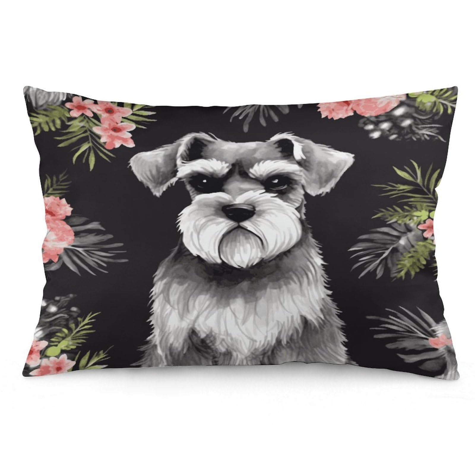 Schnauzer Throw Pillow Covers with Silent Zipper Polyester Pillow Protectors Removable Pillow Cases Soft Pillowcase Cozy Pillow Sham Cushion Cover for Sofa Car Bed 20"x30"