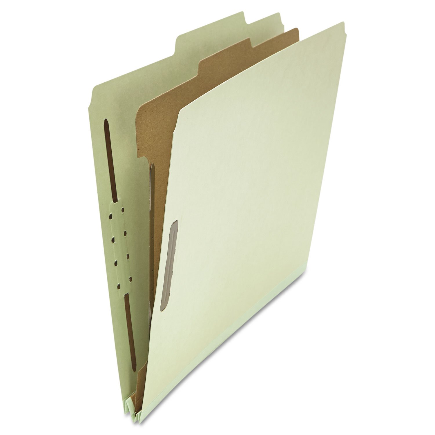 Universal 10253 Pressboard Classification Folder, Letter, Four-Section, Gray-Green, 10/Box