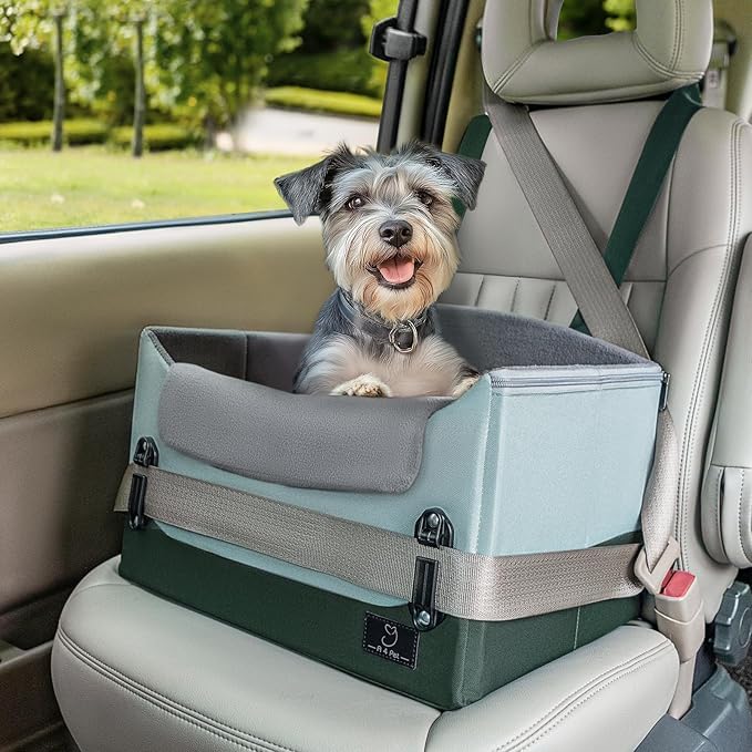A4Pet Small Dog Car Seat for Small Dogs - Dog Booster Car Seat for Small Dogs Under 25, Portable Dog Crate for Car Seat with Patent Buckles, Clip-On Safety Leash, Pet Travel Carrier, Fits Most Cars