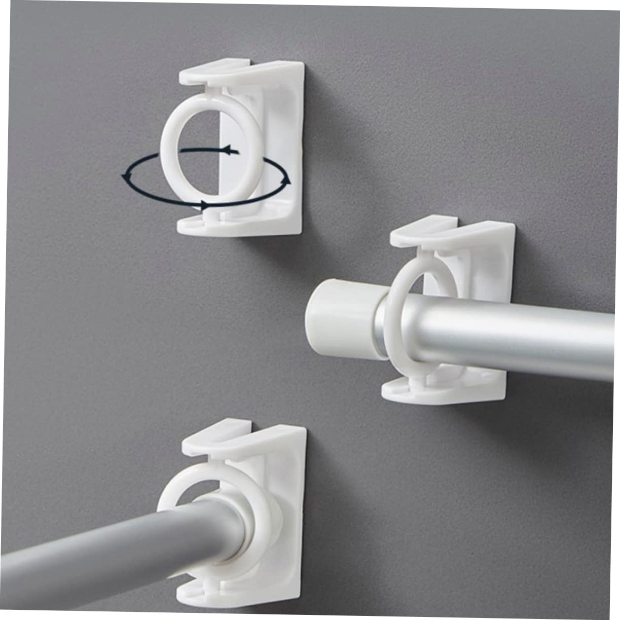 Zerodeko 5 Ensembles Crochet Rond Tringle À Rideau Magnétique Filet Filtrer Double Supports De Tringle À Rideaux sans Perçage Porte-canaux De Rideau De Plastique Blanche 4 Pièces * 5