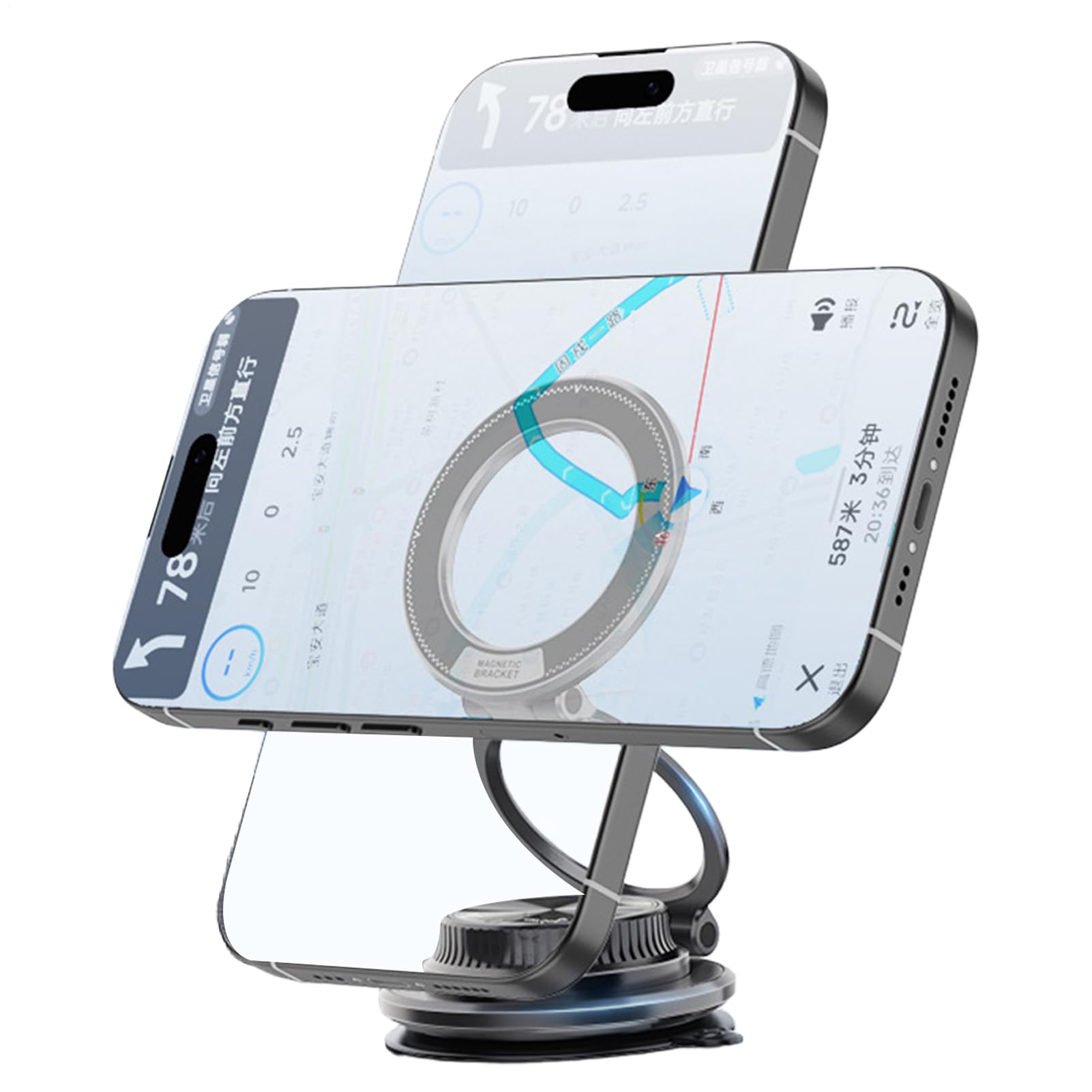Soporte Magnético Para Teléfono Móvil de Coche Base De Succión Compacta Y