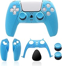 ECHZOVE PS5 Controller Accessories, PS5 Controller Skin, PS5 Controller Plate and PS5 Thumb Grips - Light Blue