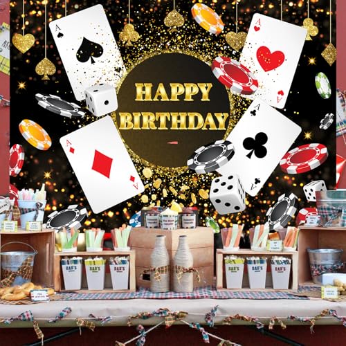 Fondo fotográfico casino cumpleaños 7x5 ft dorado miniatura 5