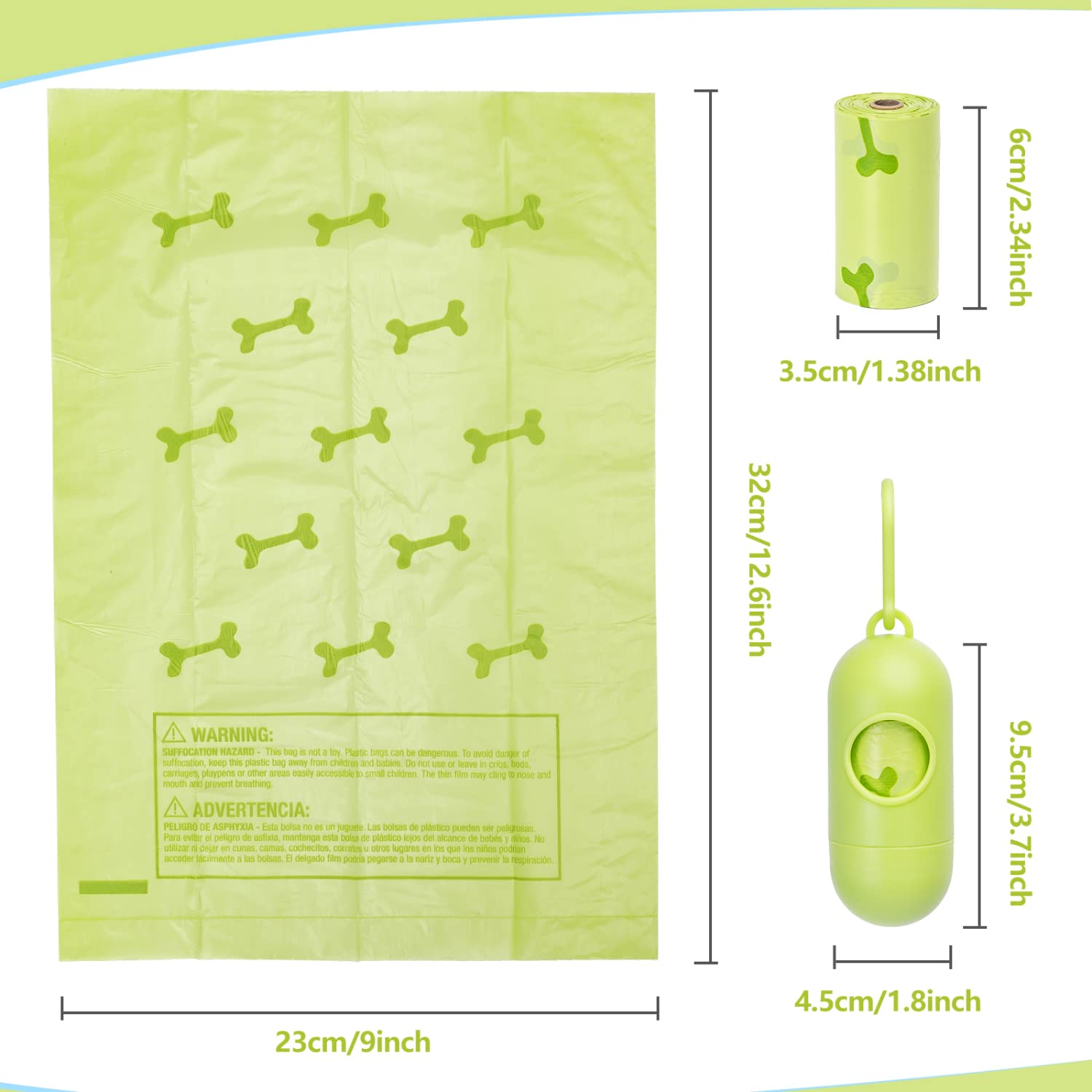 Nobleza Bolsas Caca Perro, 1080 bolsas con Dispensador, Extra Grueso, A Prueba de Fugas, Bolsitas caca Perro, Dog Poop Bag, 72 Rollos