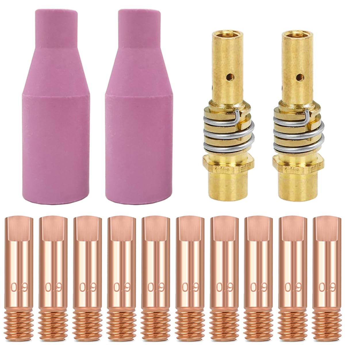 MB15 15AK Contact Tip 0.9mm M6 & Tips Holder Difuser & Ceramic nozzles Welding Gun Accessories for MB15 15AK MIG/MAG Welding Torch(14Pcs)
