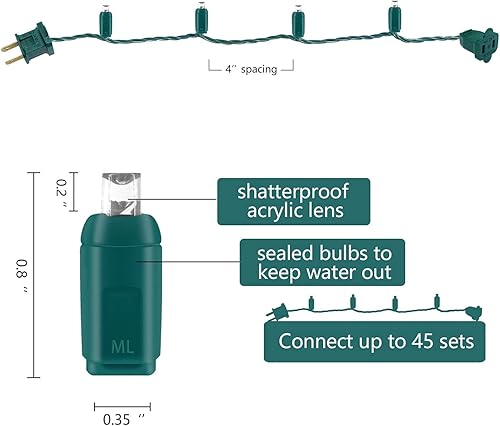 Miniatura 5 de yongzhenlite Mini luces LED de Navidad de 0.197in, cadena de luces LED para decoración de árboles de Navidad en exteriores e interiores, grado