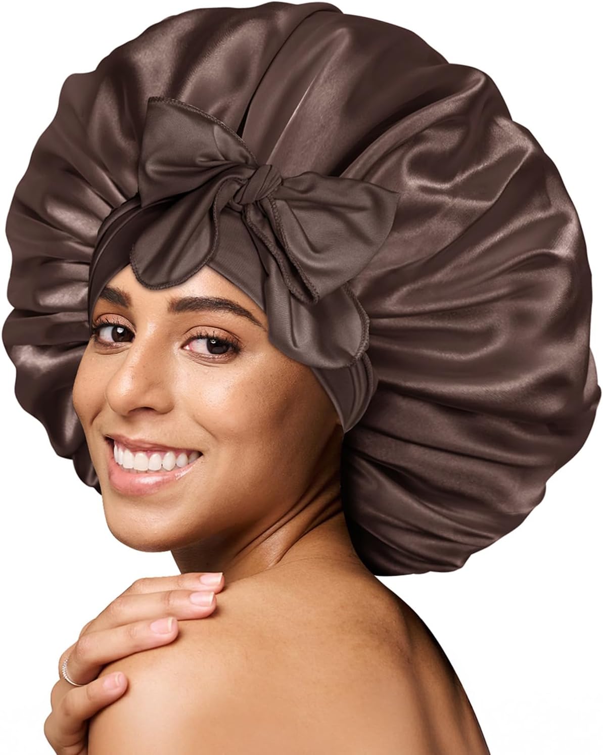 BONNET QUEEN Silk Bonnet for Sleeping Women, Double layer Satin Hair Bonnet for Curly Hair, Satin Hair Cap for Sleeping