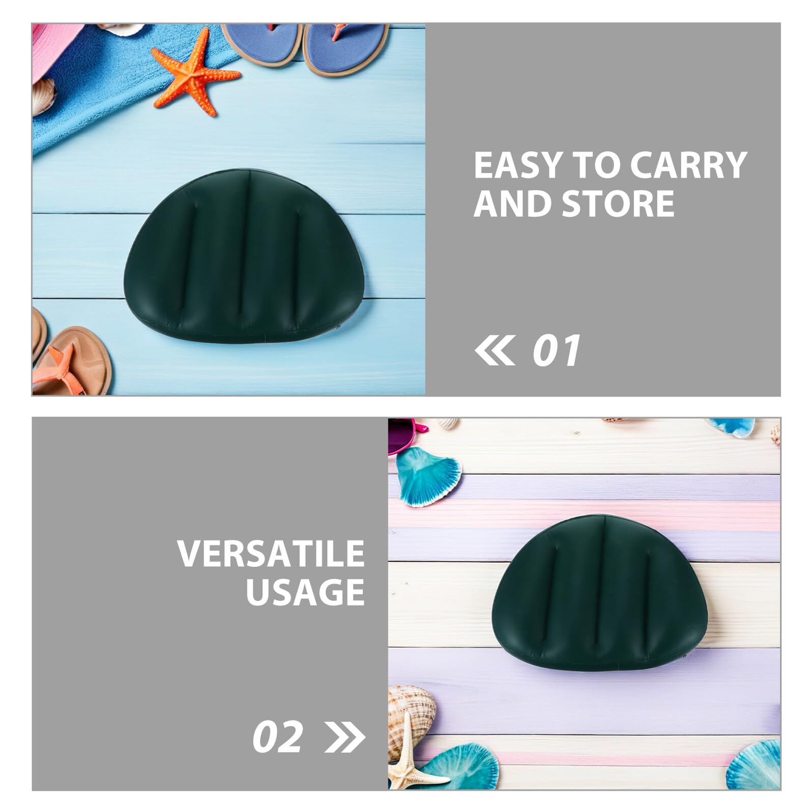 ORFOFE 5 Stück Pack Aufblasbare Kajak Sitzkissen aus PVC Faltbar Schnell Aufblasbar für Angelboote Kanus und Outdoor Wassersport Dunkelgrün
