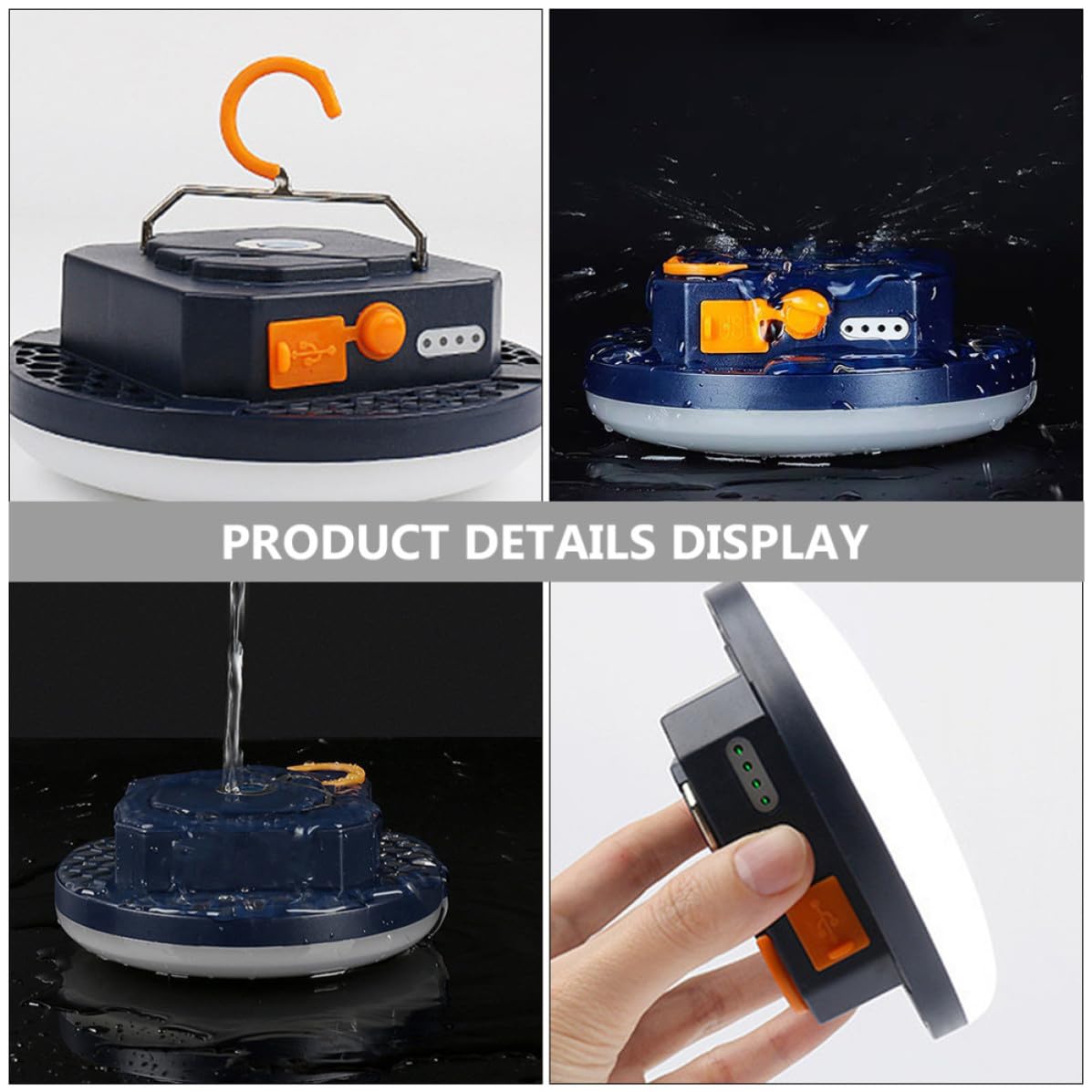 PRETYZOOM Lanterna da Campeggio Struttura Stabile in Lega di Alluminio e Abs LED Ricaricabile Batteria 7500mah Luce Intensa per Illuminazione D'emergenza e Tende Outdoor
