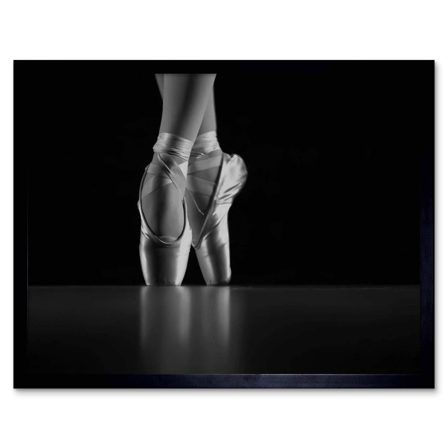 Wee Blue Coo Photo Dancing Dancer Ballerina Ballet Shoes Art Print Framed Poster Wall Decor 12X16 Inch