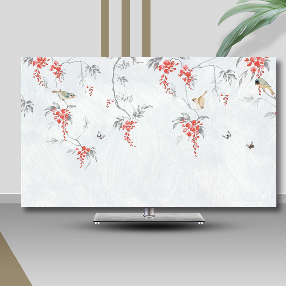 Osłona Przeciwpyłowa Na Telewizor, Poliestrowa Tkanina Na Telewizor Do Zawieszenia Na Biurku Zakrzywiona Osłona Ekranu łatwa Do Zakrycia Stylu Telewizora(Size:70IN(W161xH96CM),Color:A)