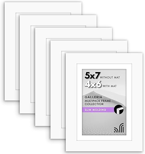 Vista 411 de Americanflat Portarretratos de 5 x 6 pulgadas con plexiglás pulido, juego de 5 portarretratos de 2 x 3 pulgadas con paspartú o para fotos de 5 x 6