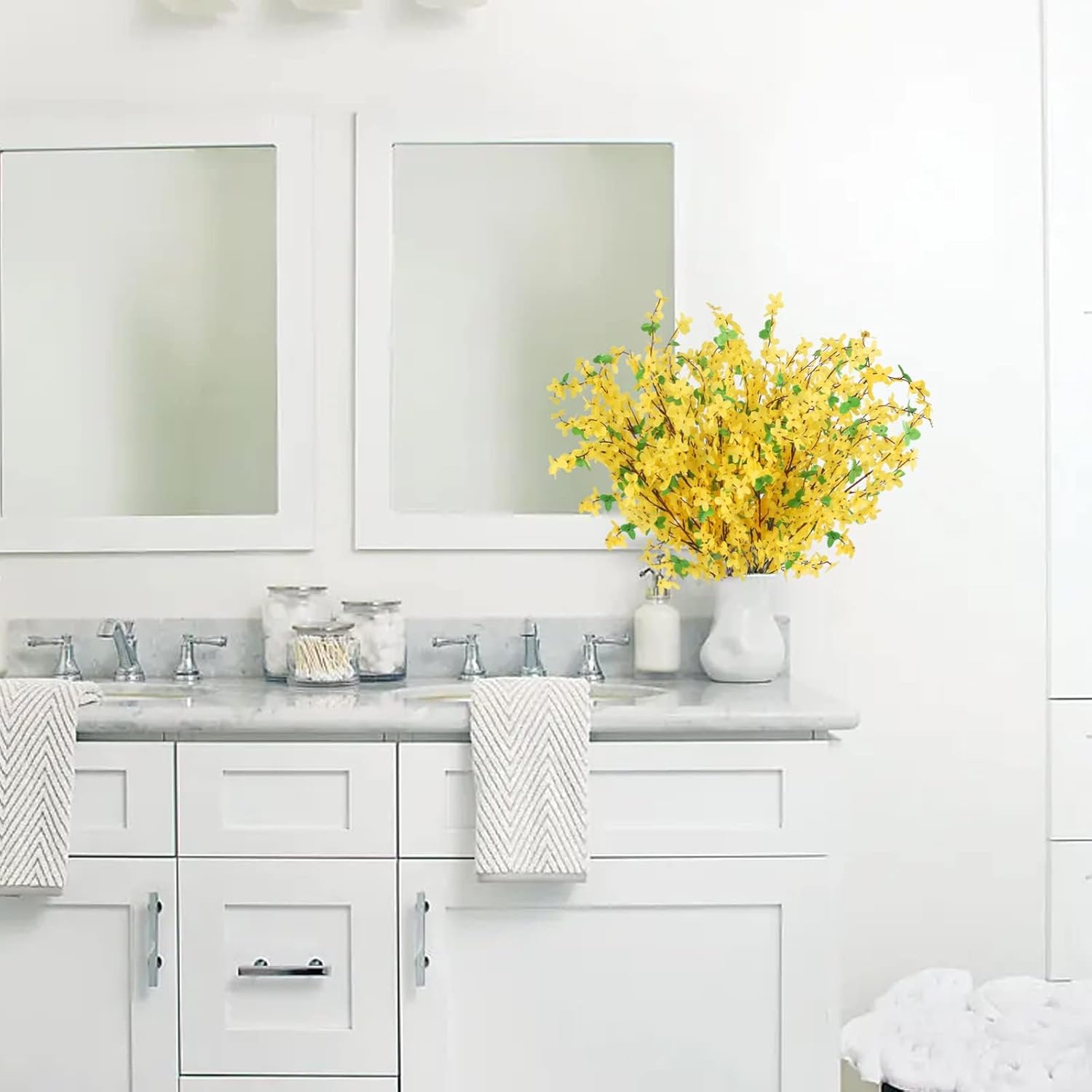 16Pcs Artificial Forsythia Branches: 23.6" Silk Yellow Flowers Faux Forsythia Branches Fake Spring Flowers Artificial for Decoration Wedding Office Home Party Dining Table Vase Indoor Outdoor