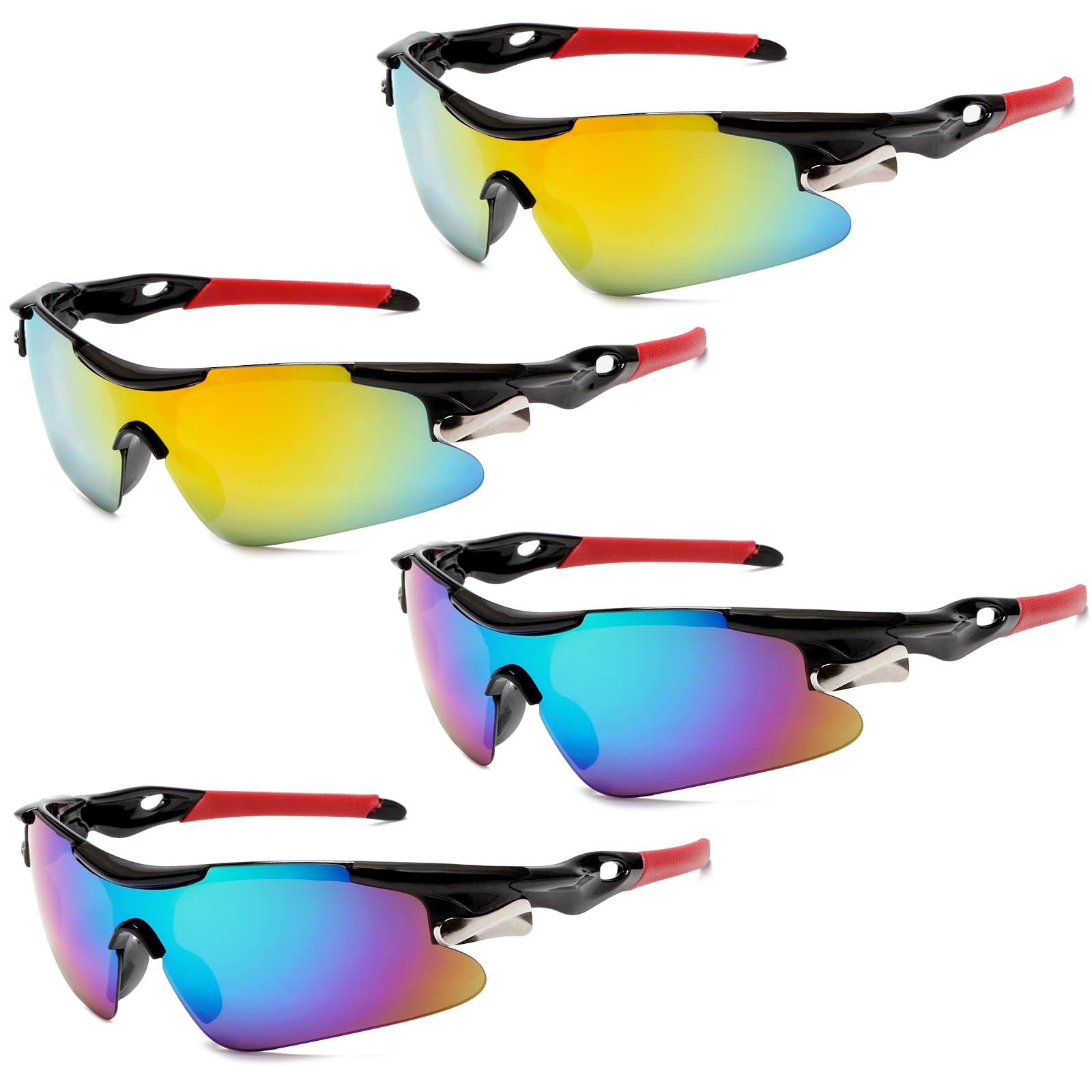 4Pack Polarized Sports Sunglasses Set, Protection Cycling Glasses for Men Women,Fashion Wraparound Windproof Light Sunglasses Glasses for Cycling Fishing Running Golf Hiking — image 1